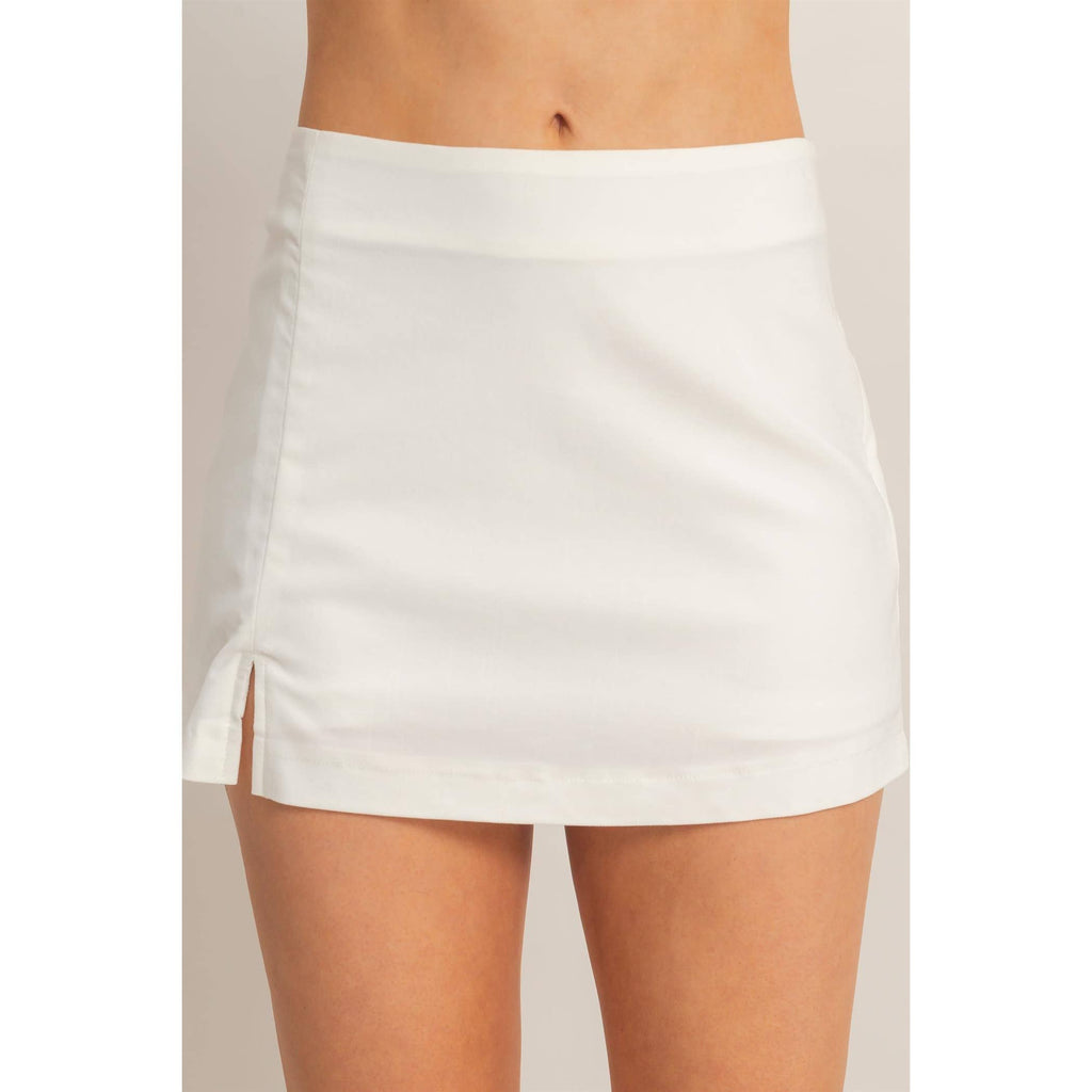 White Straight Neck Top & Skort