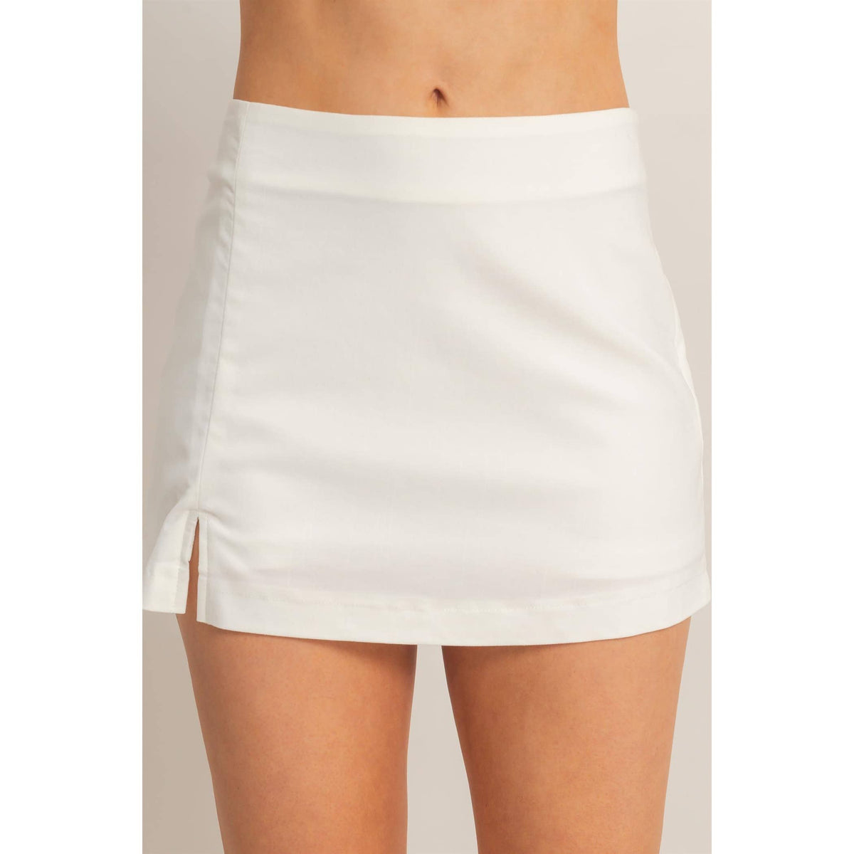 White Straight Neck Top & Skort